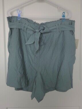 NWT. Maurices High-Waist Tie-Belt Shorts - Teal Green. Size 2XL. #SW